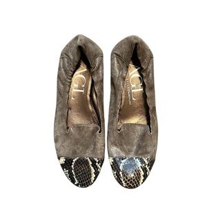 AGL Taupe Suede Flats with Snakeskin Accent size 37